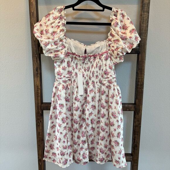 For Love & Lemons Etienne Mini Dress Medium Floral Coquette Corset Puff NWT - Picture 8 of 9